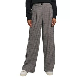 KARL LAGERFELD PARIS‎ Women's Plaid Side Stripe Wide Leg Pants Size 2 NEW